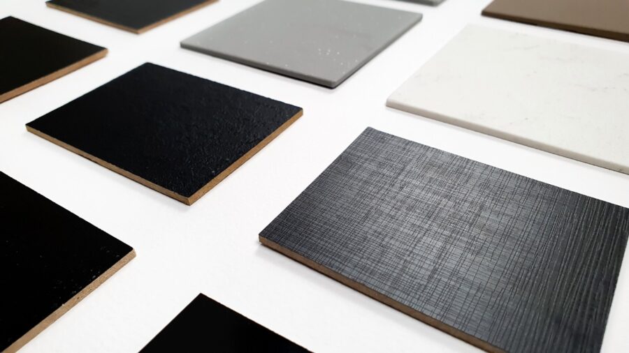 Perspective,View,Of,Multi,Surface,Of,Melamine,Samples,In,Black